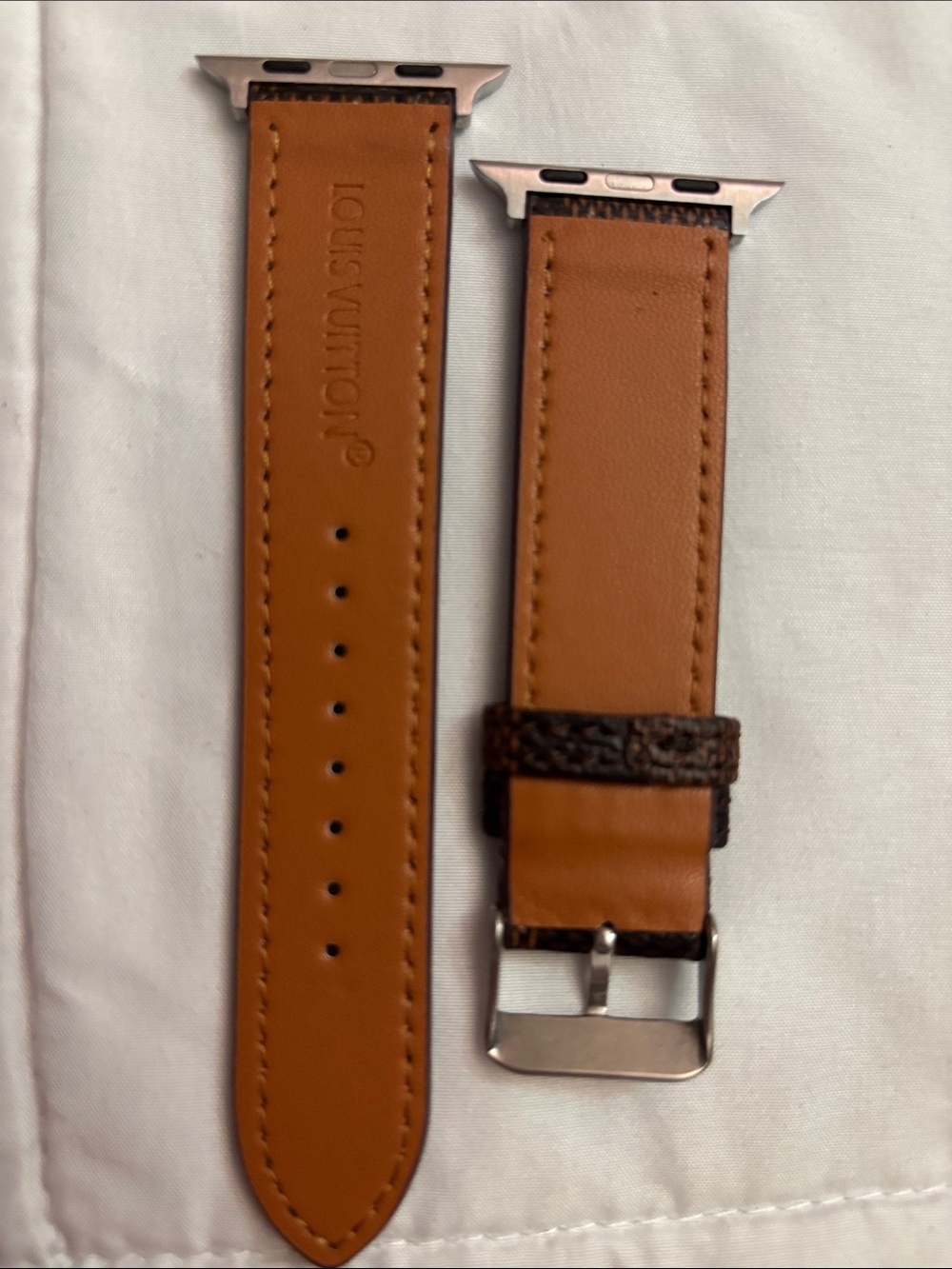 Brown Damier Ebene Watch Strap with Silver Hardware - Picture 2 of 2
